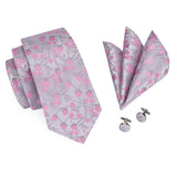 Floral Gray Pink Tie Set