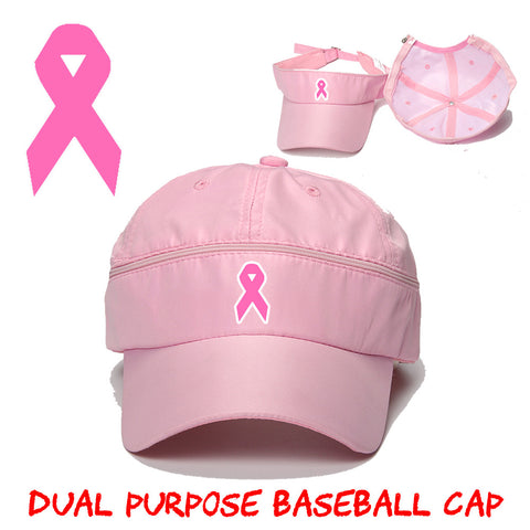 Pink Baseball Cap and Visor for Cancer Awareness