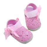 Pink Crochet Baby Shoes with Side Bow