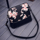 Black Floral Messenger Bag